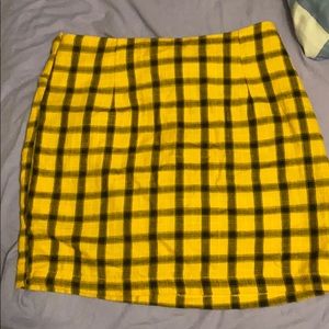 yellow and black plaid mini skirt